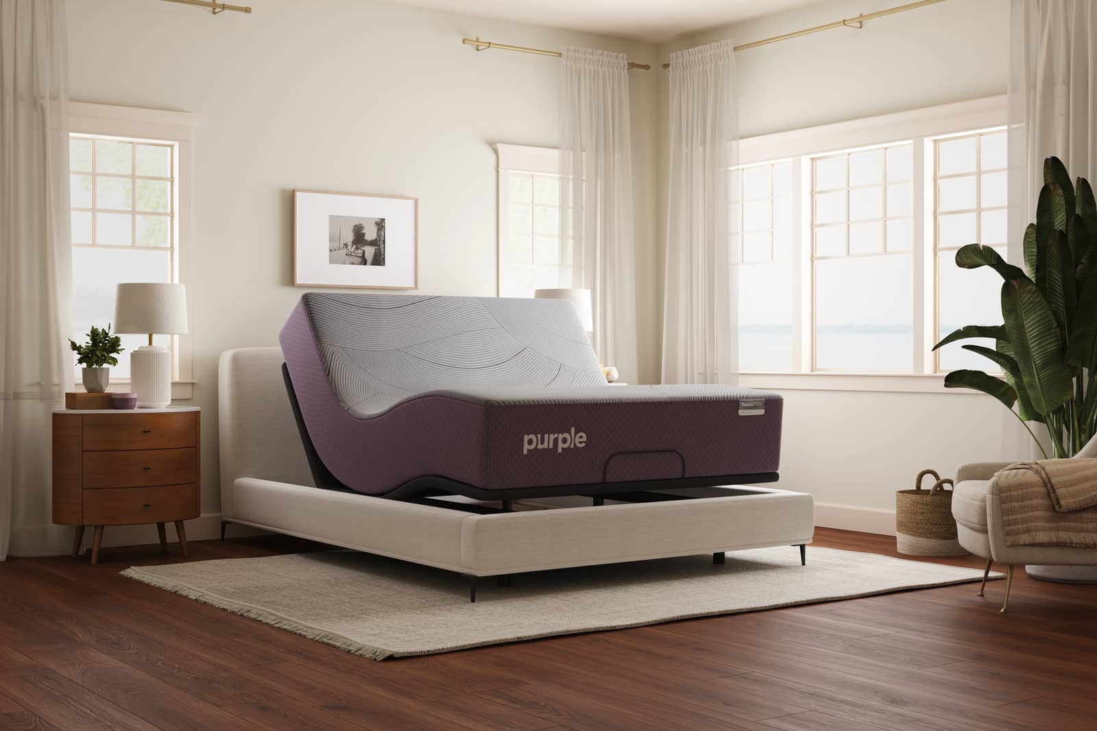 Purple Mattress on Adjustable Base