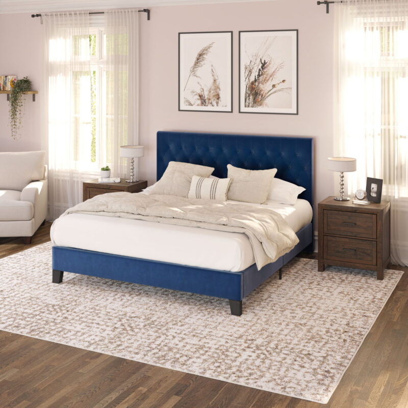 Luma - Queen Upholstered Bed - Blue - Image 3