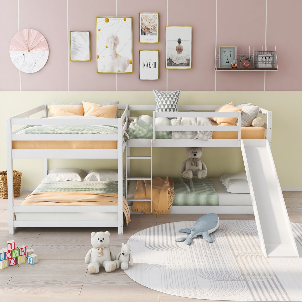 L-Shaped Bunk Bed With Slide And Short Ladder - Image 3