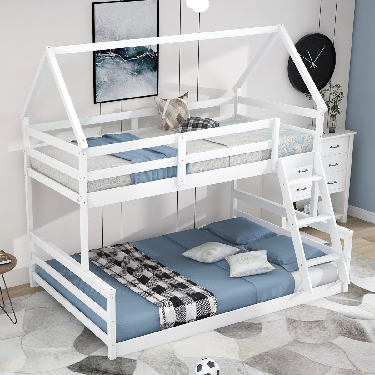 Twin Over Full House Bunk Bed With Built-In Ladder - Image 3