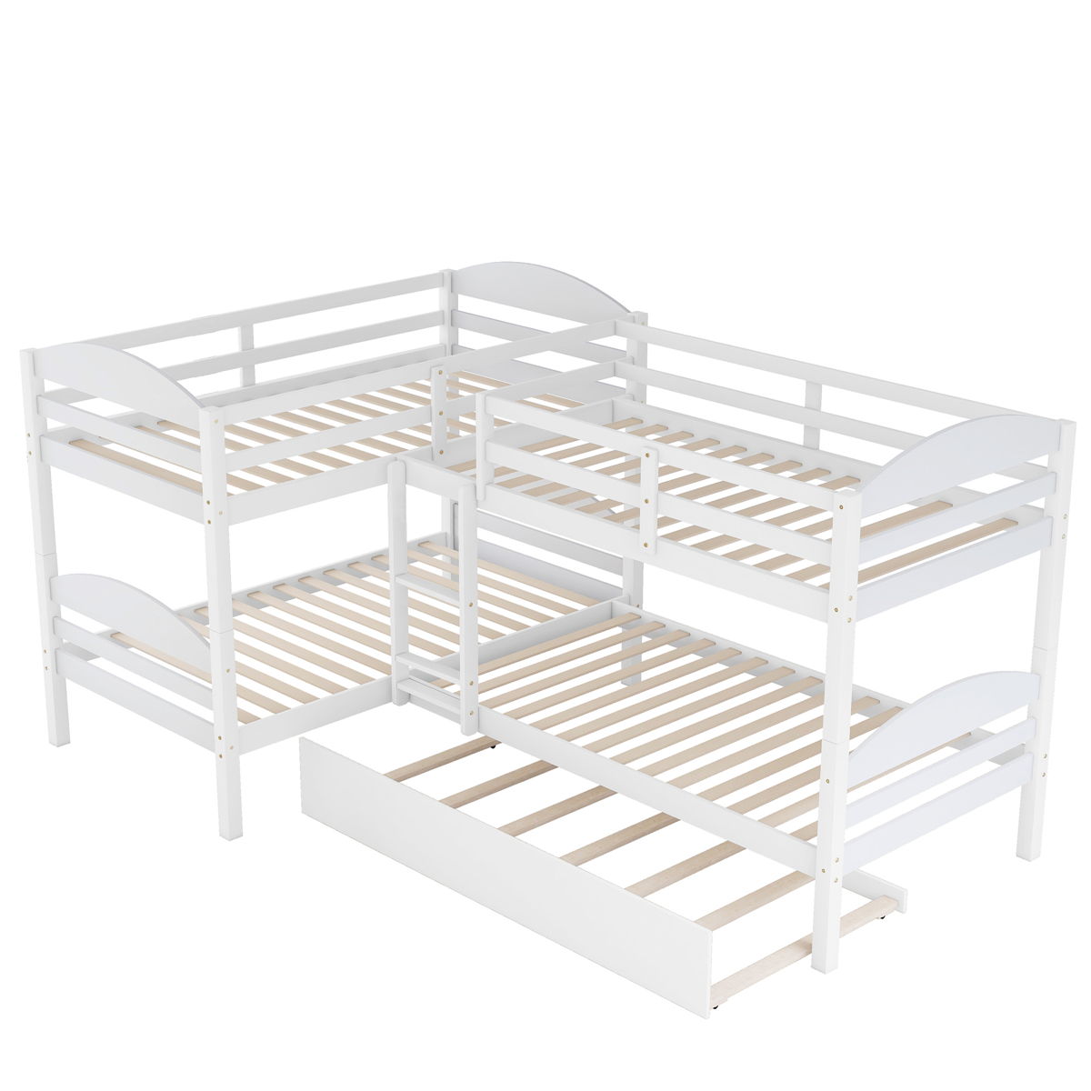 Twin L-Shaped Bunk Bed With Trundle - White - Image 4