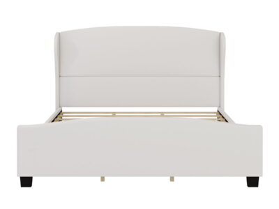 High Headboard Wingback Linen Upholstered Bed
