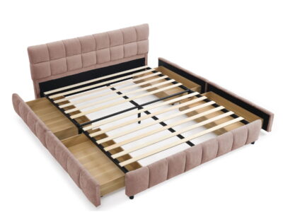 Modern Platform Bed Frame With Thick Chenille Fabric