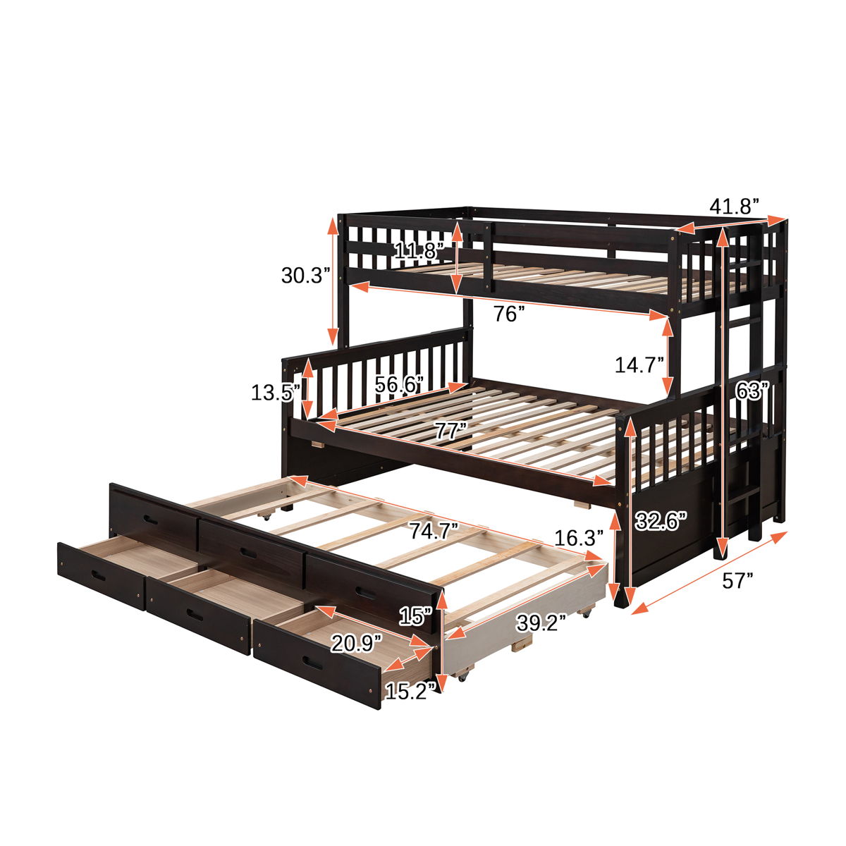 Bunk Bed With Twin Size Trundle And Drawers - Image 4