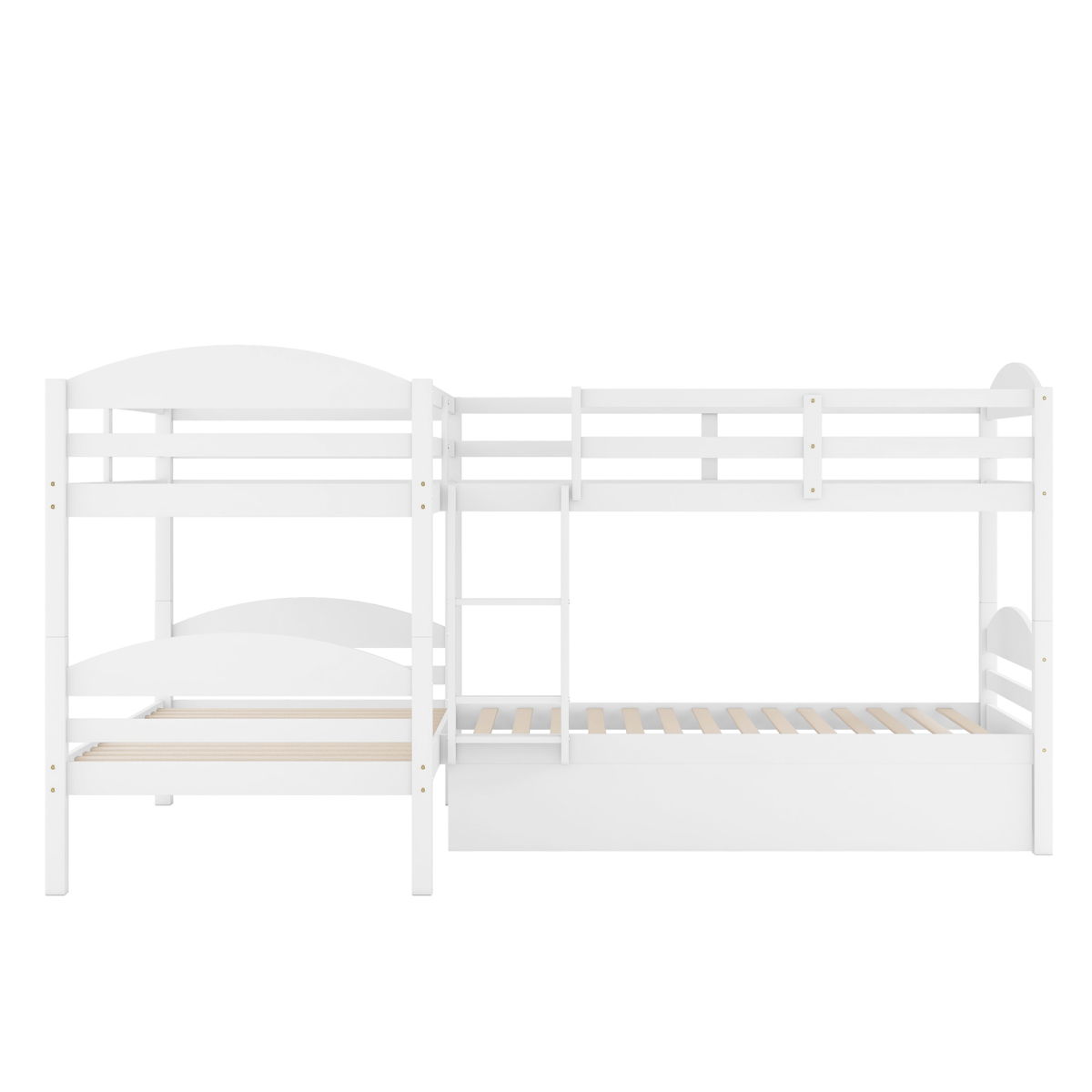 Twin L-Shaped Bunk Bed With Trundle - White - Image 2