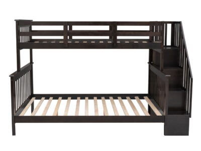 Stairway Bunk Bed With Storage And Guard Rail For Bedroom