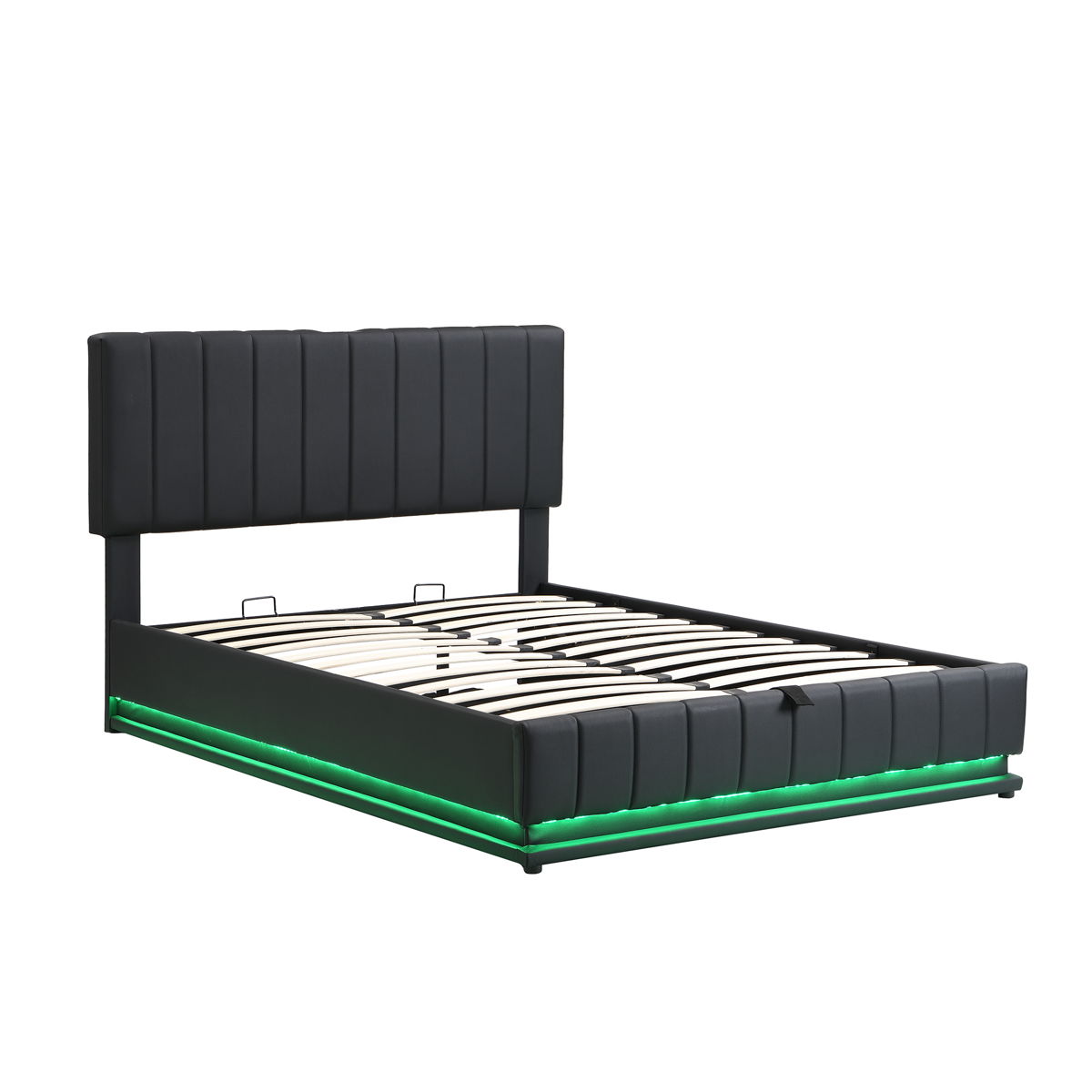 Upholstered Bed With Hydraulic Storage System And LED Light, With Sockets And USB Ports - Image 3