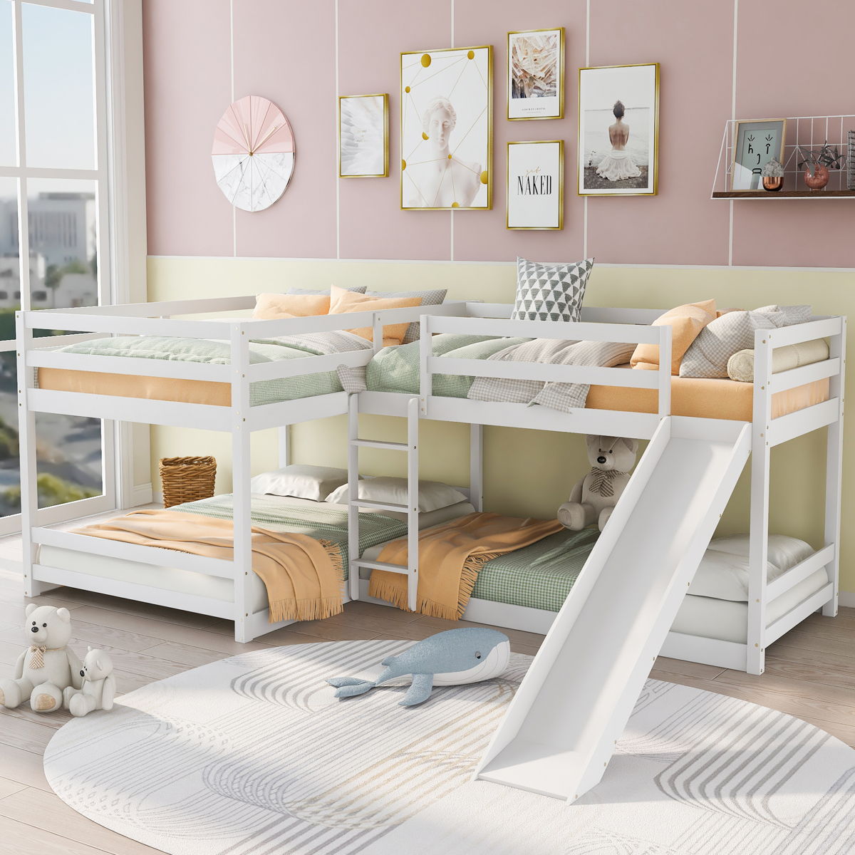 L-Shaped Bunk Bed With Slide And Short Ladder - Image 6