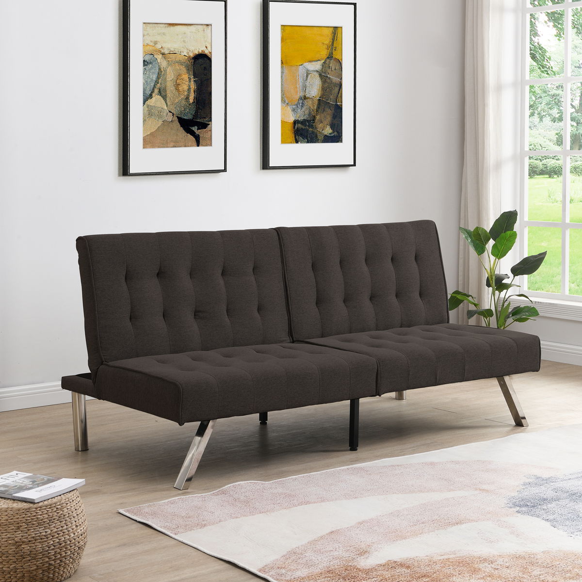 Modern Sofa Bed With Wood Frame And Stainless Legs - Image 4