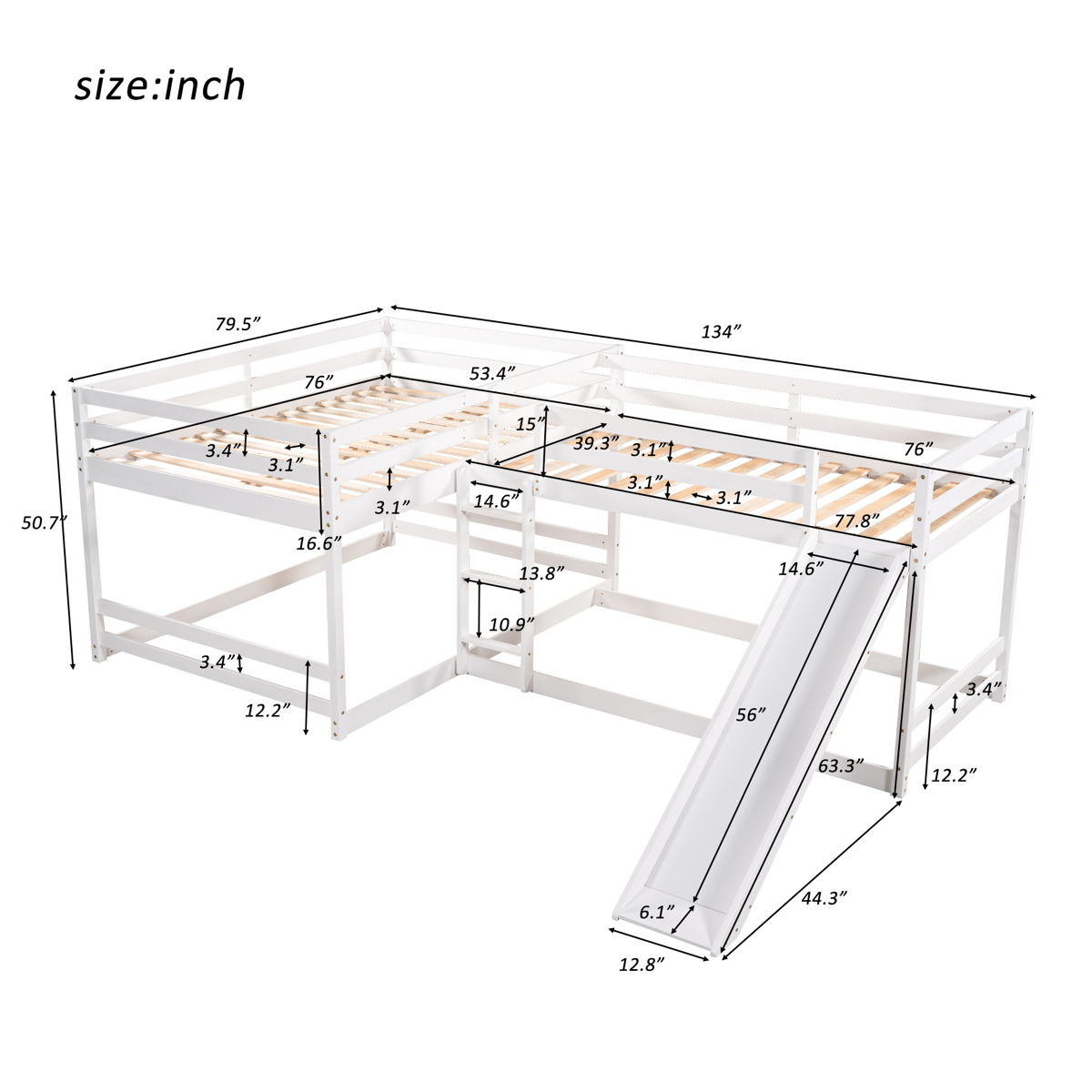 L-Shaped Bunk Bed With Slide And Short Ladder - Image 7