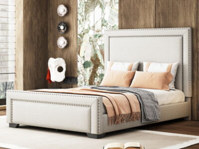 Upholstered Bed With Slats Support, No Box Spring Needed