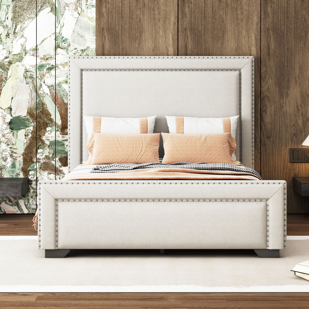 Upholstered Bed With Slats Support, No Box Spring Needed - Image 3