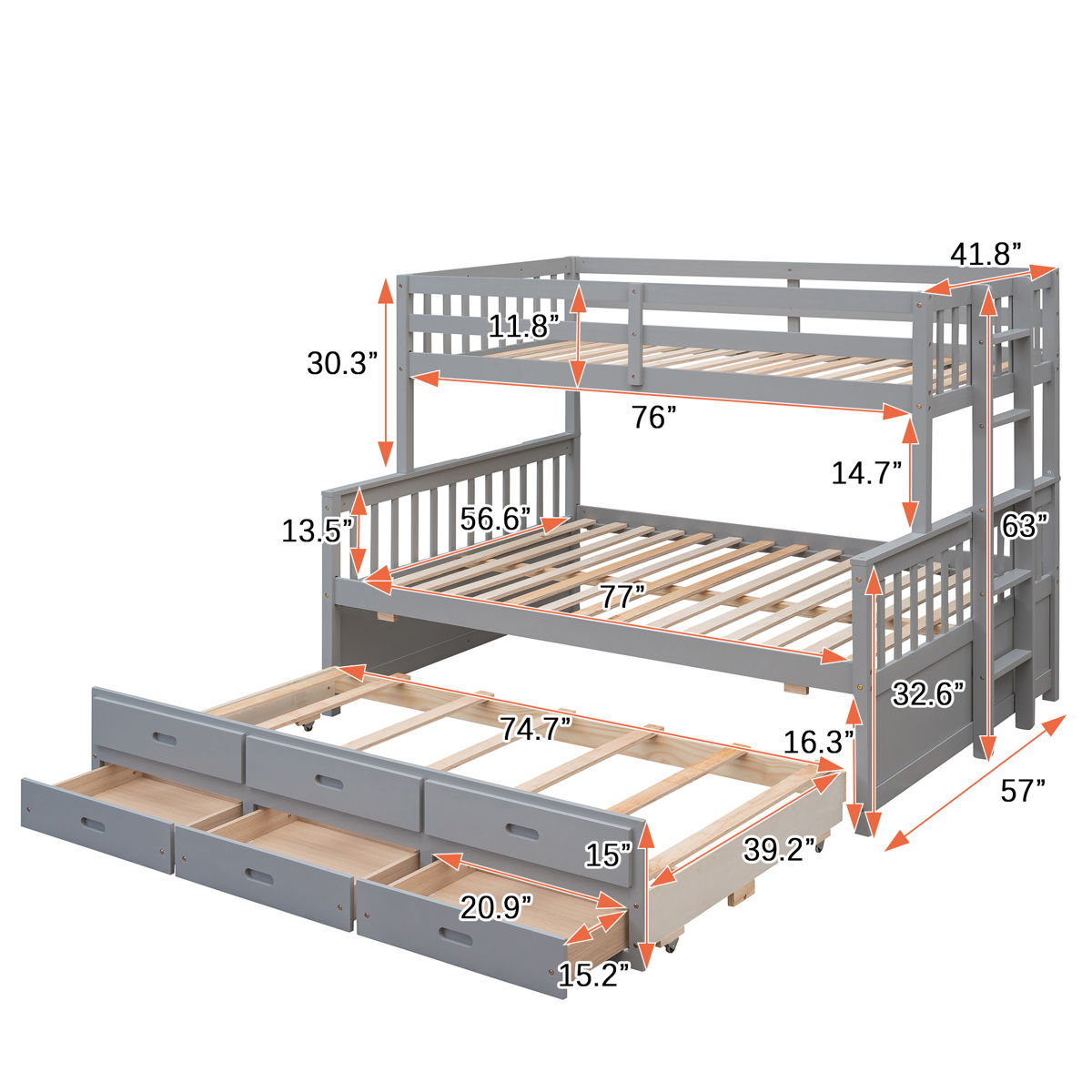 Bunk Bed With Twin Size Trundle And Drawers - Image 5