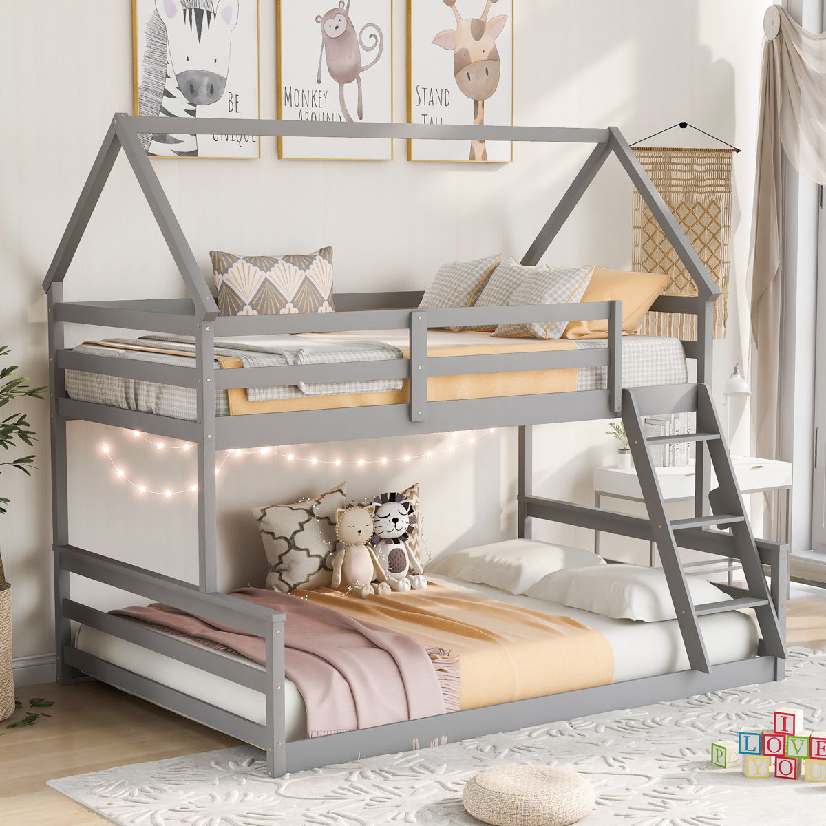 Twin Over Full House Bunk Bed With Built-In Ladder - Image 7