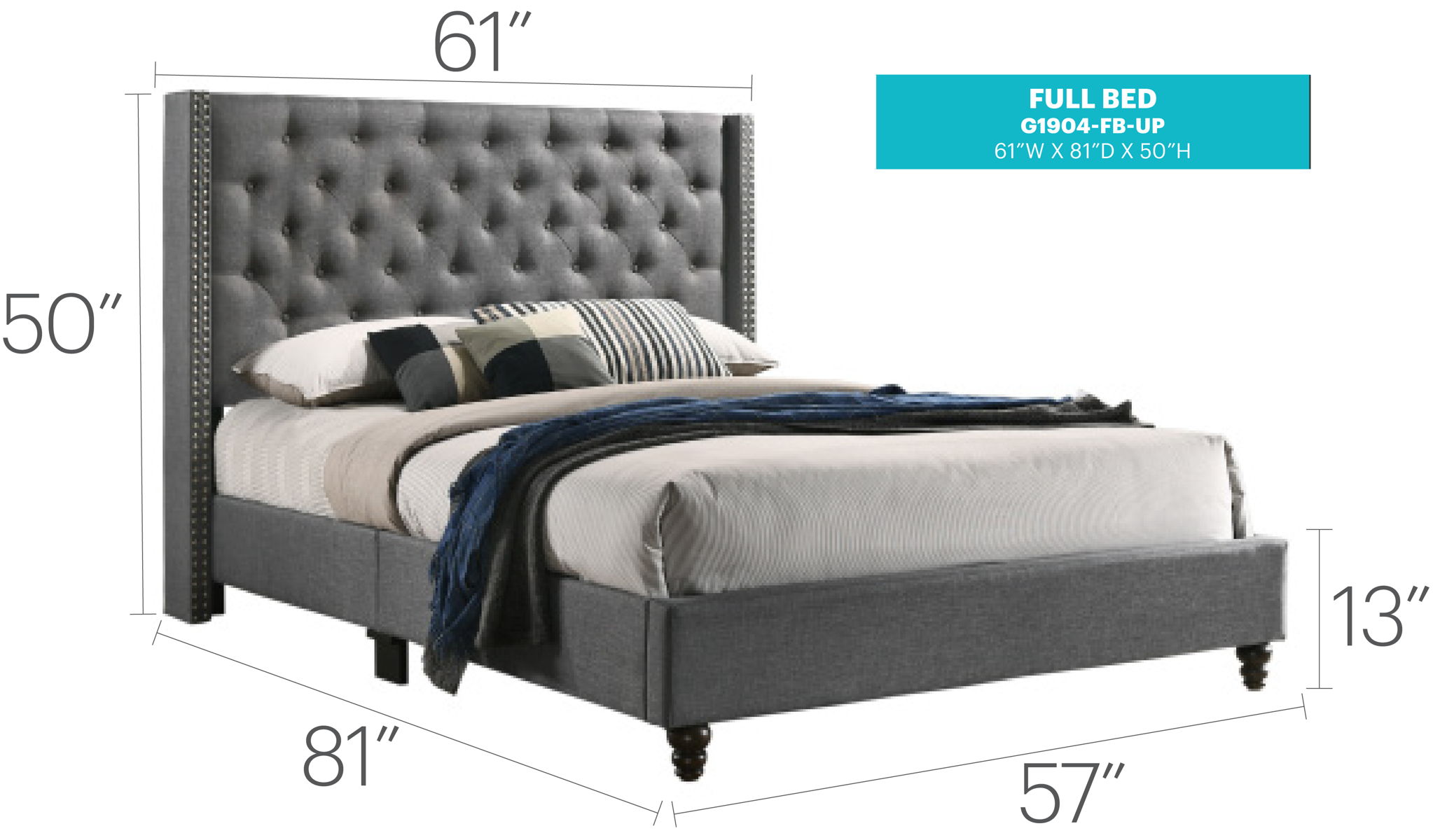 Nailhead Bed Transitional Vibrant - Image 8
