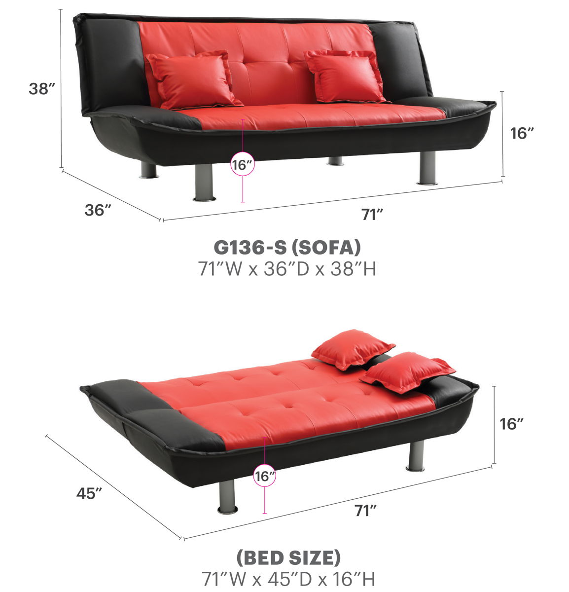 Lionel - Modern Design Sofa Bed - Black - Image 4