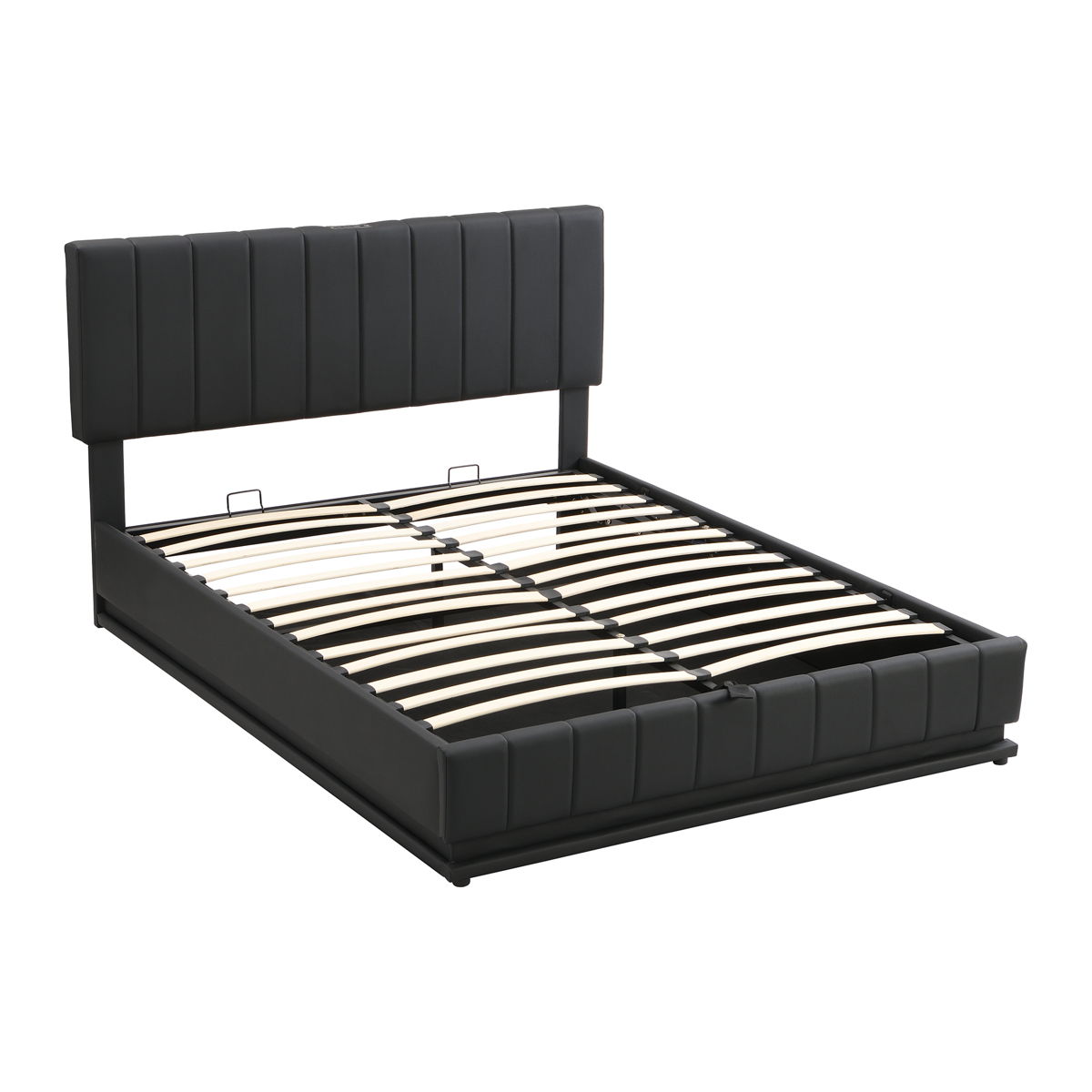 Upholstered Bed With Hydraulic Storage System And LED Light, With Sockets And USB Ports - Image 8