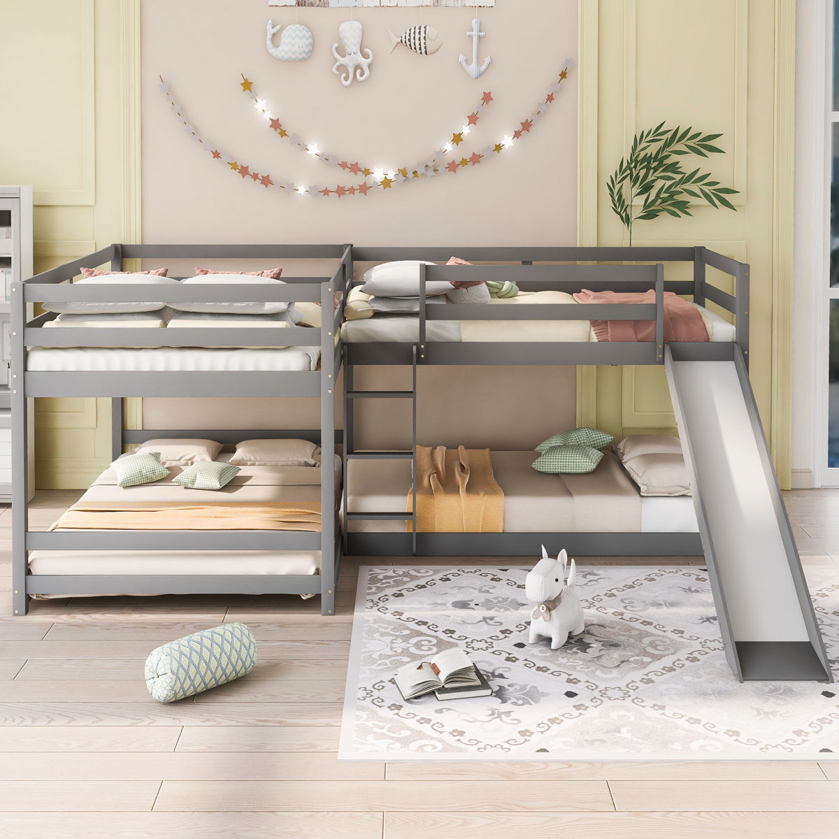 L-Shaped Bunk Bed With Slide And Short Ladder - Image 2