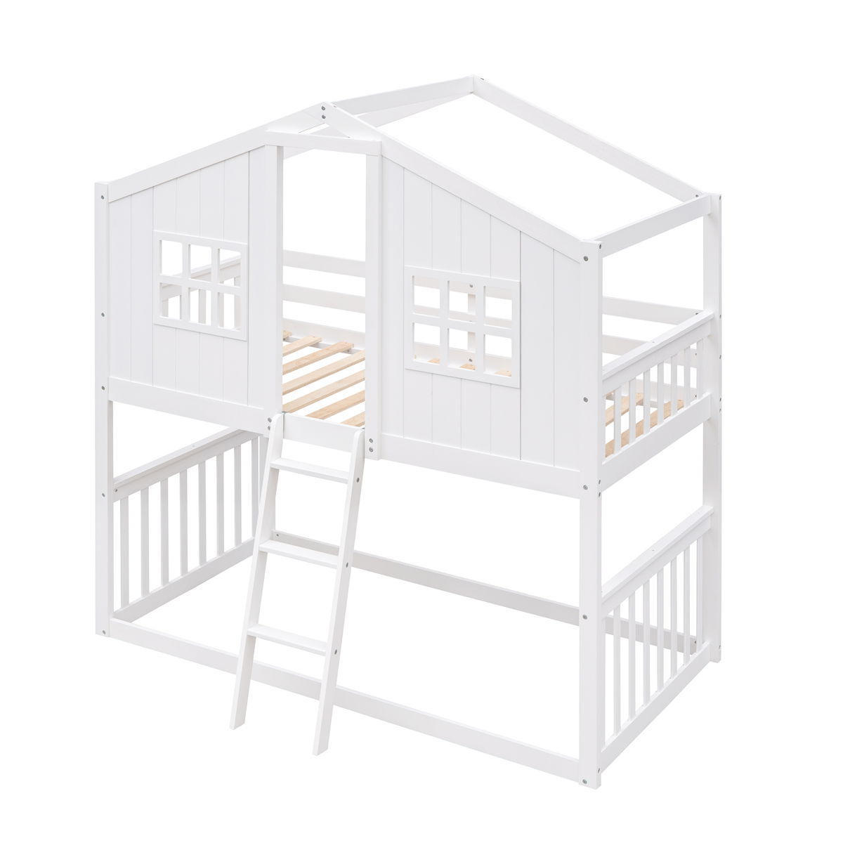 House Bunk Bed With Ladder, Wood Bed - Image 7