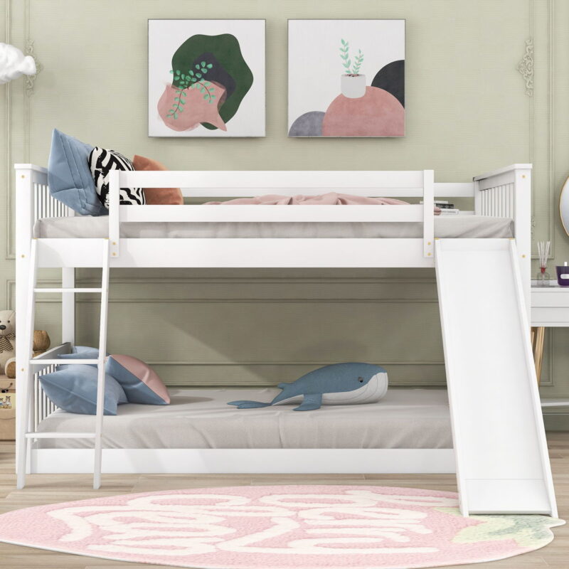 Full Over Full Bunk Bed With Convertible Slide And Ladder - White - Image 3
