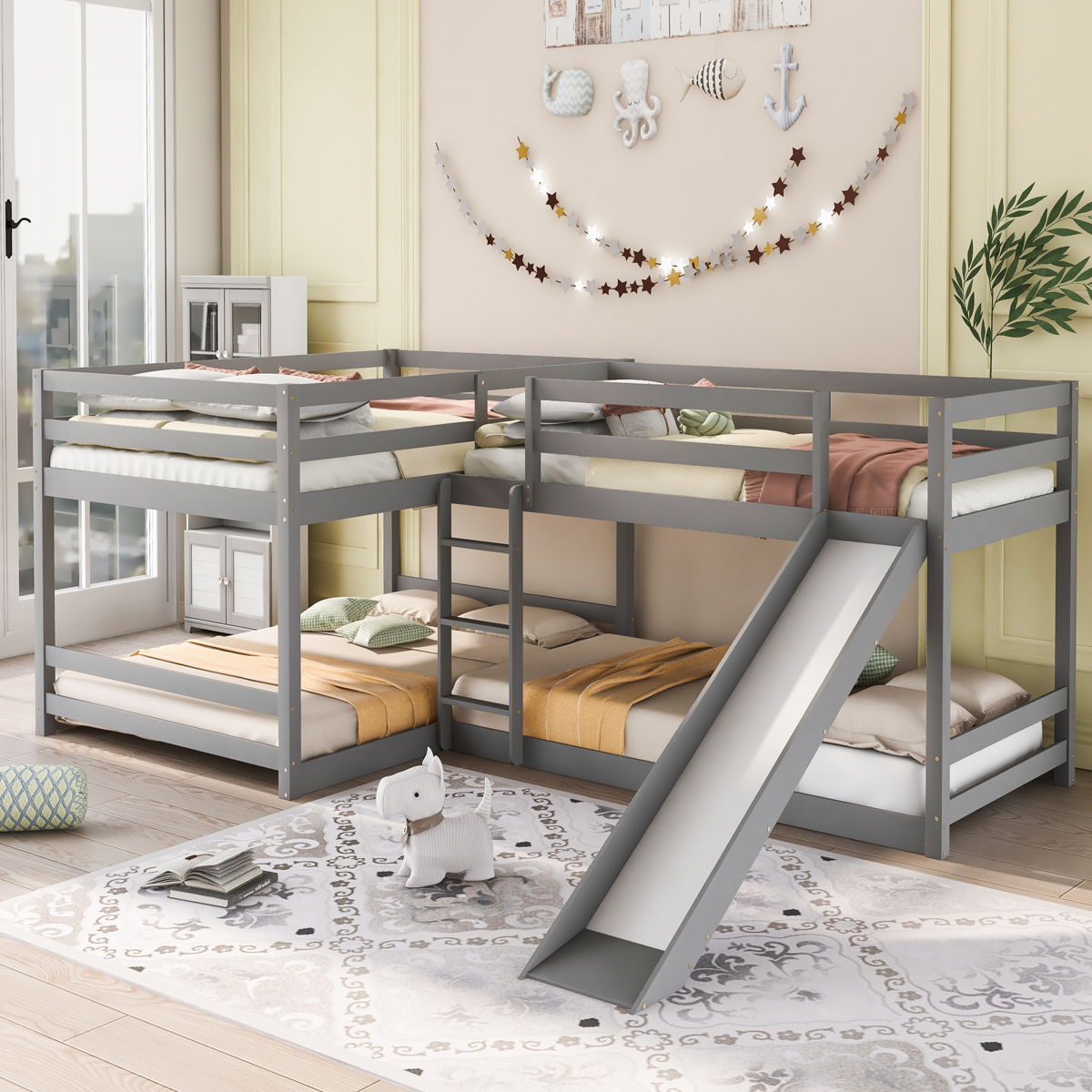 L-Shaped Bunk Bed With Slide And Short Ladder - Image 5