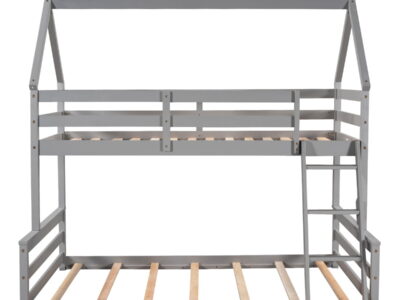 Twin Over Full House Bunk Bed With Built-In Ladder