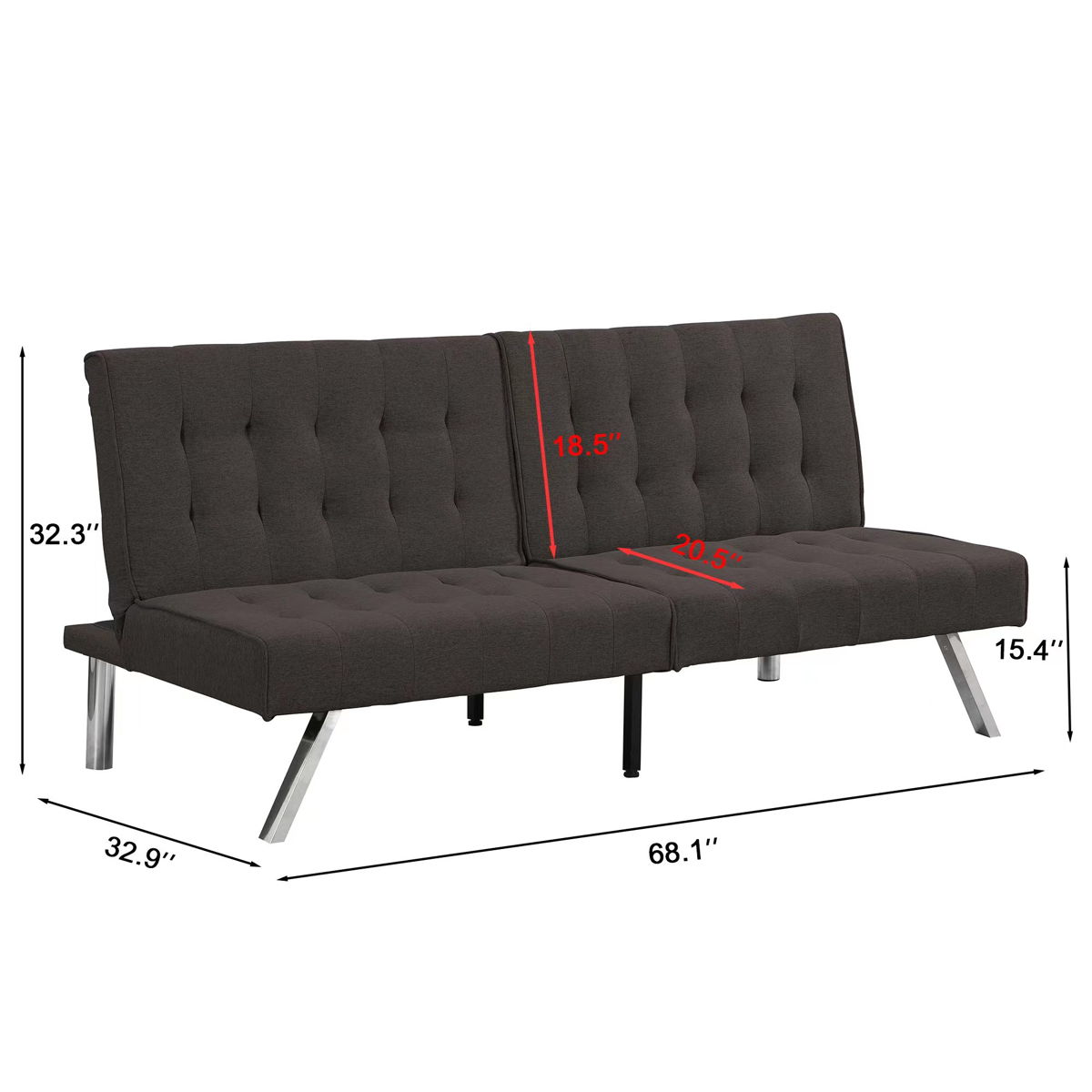 Modern Sofa Bed With Wood Frame And Stainless Legs - Image 3