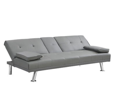 Modern Sofa Bed With Armrest 2 Holders, Wood Frame & Stainless Leg