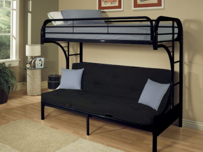 Eclipse - Twin Long Queen Futon Bunk Bed - Black