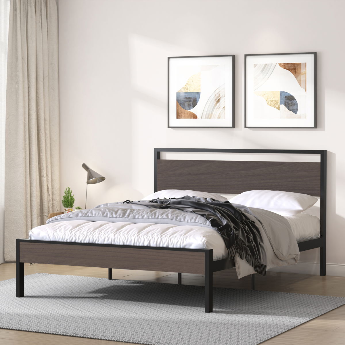 Ceres - Metal Bed With Wood Headboard & Footboard - Image 2