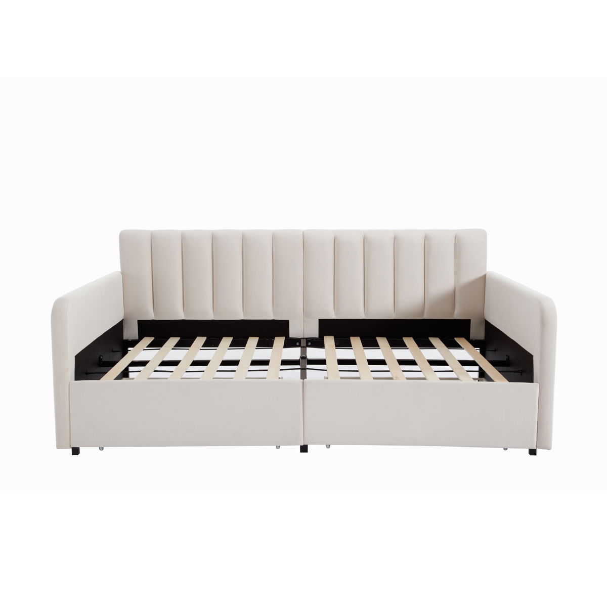 Flora - Upholstered Daybed With 2 Drawers Ribbed Tufted Backrest in Lavish Modern Design