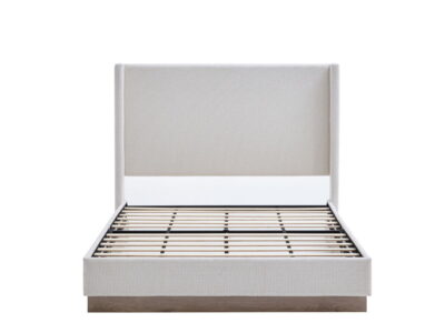 Hosford - Minimalist Upholstered Wingback Bed With Wood Base Platform