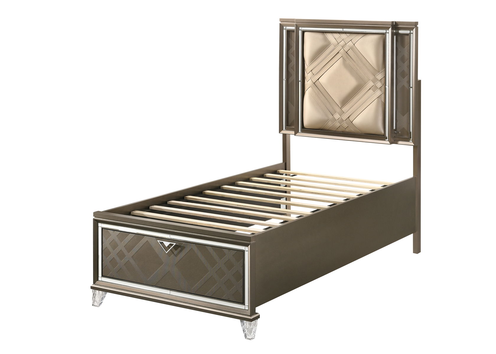 Skylar - Full Bed With LED & Storage - Dark Champagne - Image 2