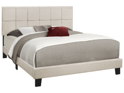 Queen Size Bed, Upholstered, Transitional - Beige