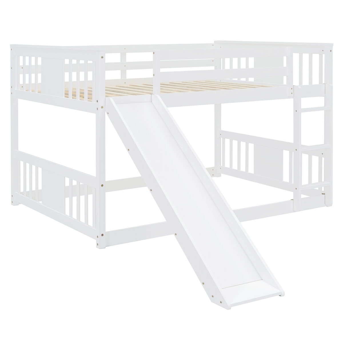 Full Over Full Bunk Bed With Ladder With Slide - White - Image 4