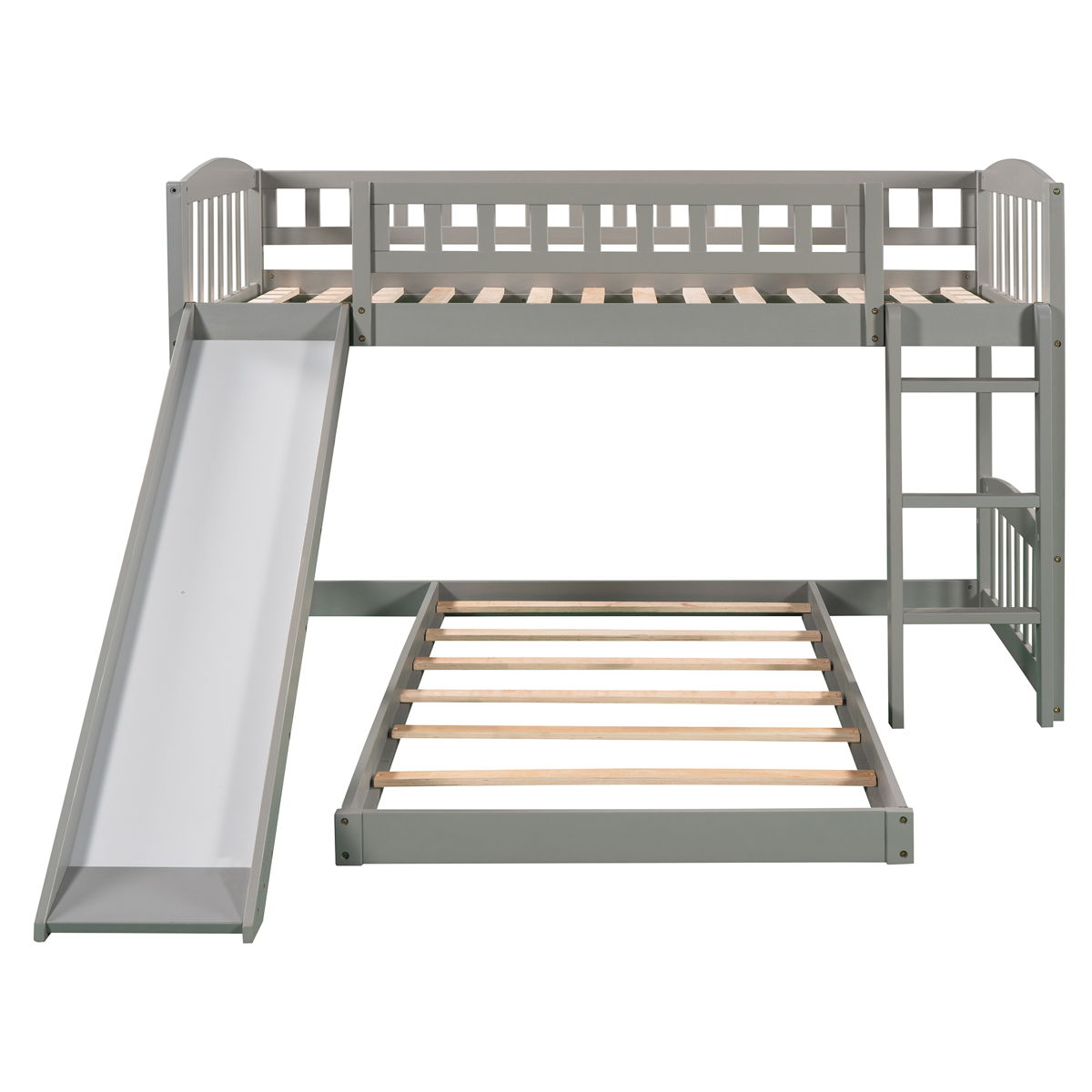 Twin Over Twin Bunk Bed & Slide And Ladder - Gray - Image 2