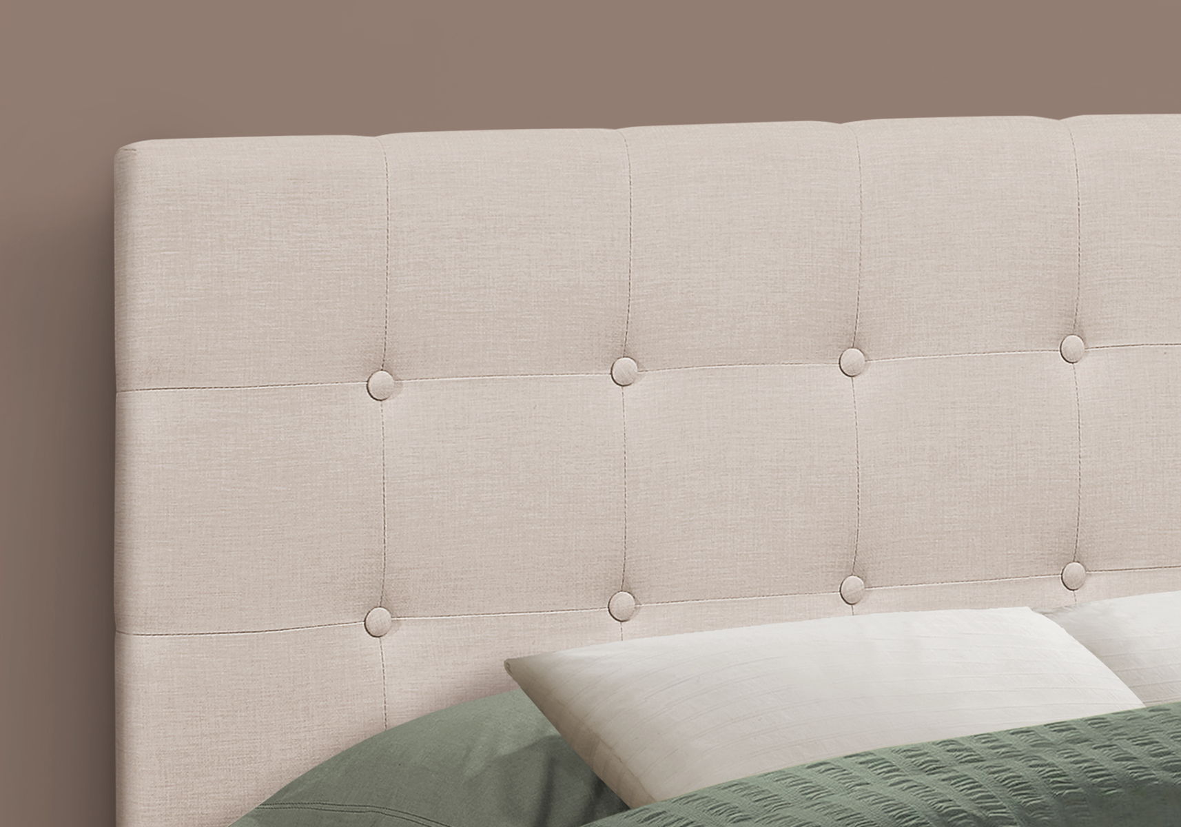Full Size, Bed Headboard Only Upholstered, Transitional - Beige - Image 3