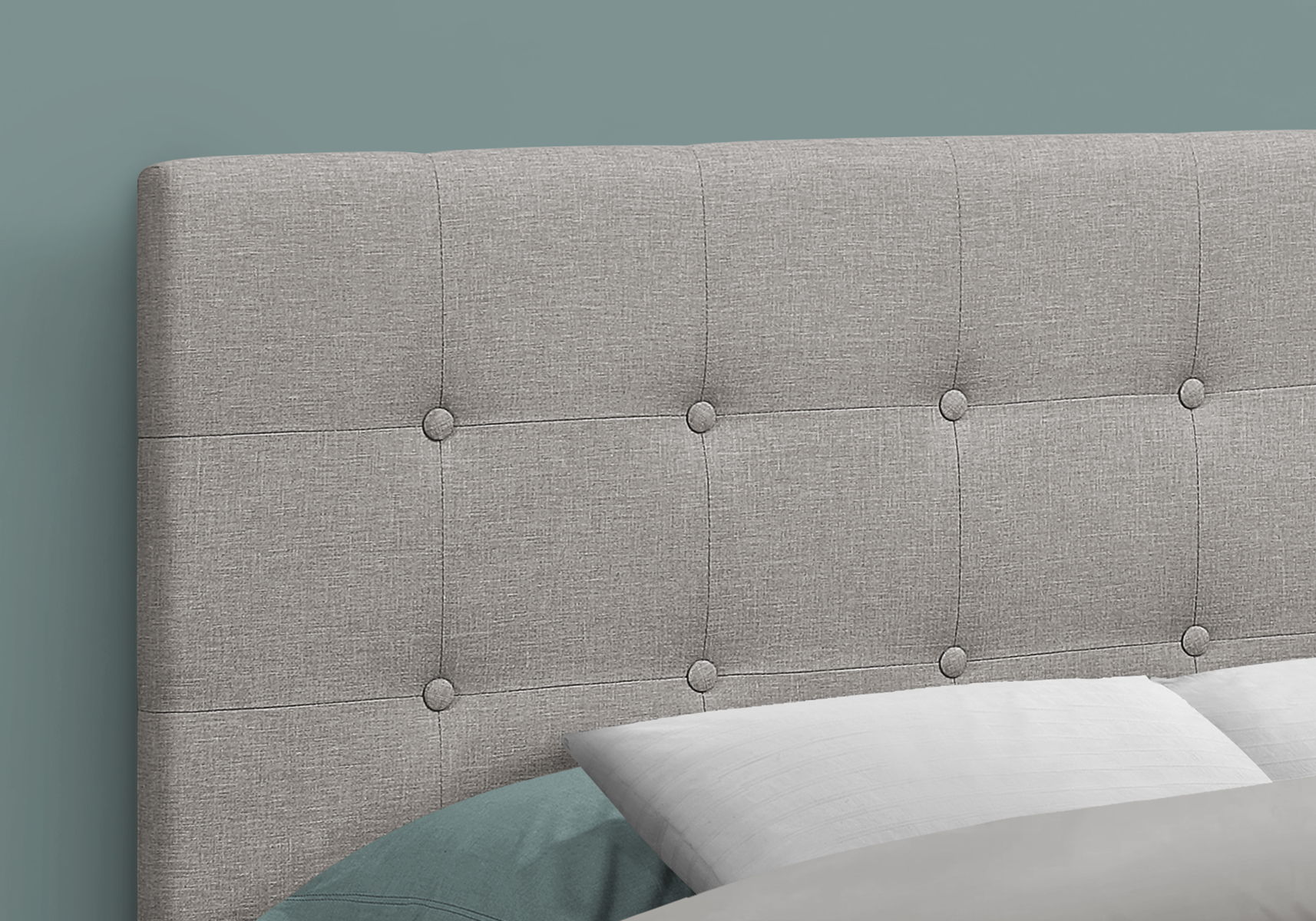 Full Size Bed Headboard Only, Upholstered, Transitional - Gray - Image 4