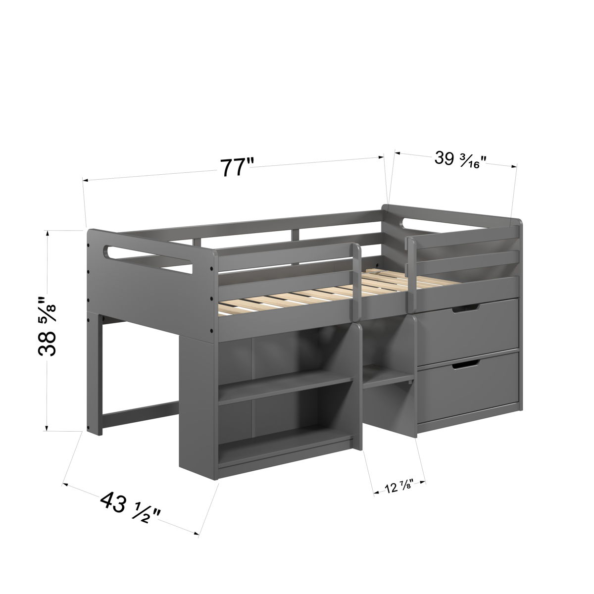 Fabiana - Twin Loft Bed With Storage - Gray - Image 3