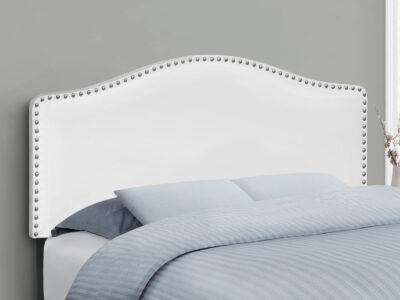 Full Size, Bed Headboard Only, Upholstered, Transitional - White