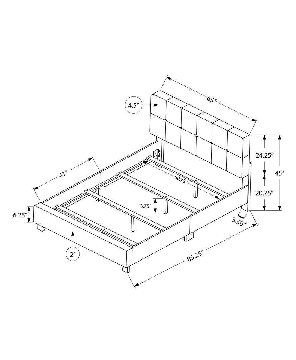 Queen Size Bed, Upholstered, Transitional - Beige - Image 2