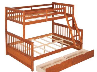 Bunk Bed With Ladders And 2 Storage Drawers