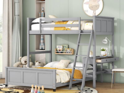 Full Over Full Bunk Bed With Desk