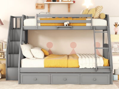 Bunk Bed With Drawers, Ladder And Storage Staircase